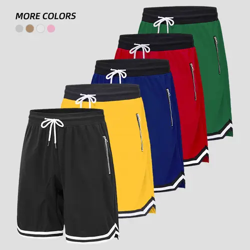 Men's Casual Athletic Shorts - Breathable Polyester Lining Gym Clothes, Front Zippered Pocket, Relaxed Fit, Casual Cut Moves Easily With You, Cold Wash Men's Shorts, Ins Gym Clothing for Running, Training