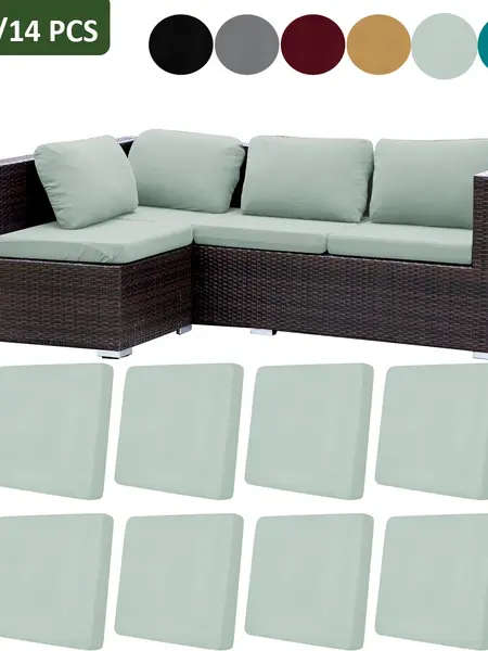 4/8/12/14 Piece Set High Elasticity Outdoor Sofa Cushion Covers, Comfy Soft Washable Touch, All-Seasons, Fashionable and Durable #GLOBAL PICKS