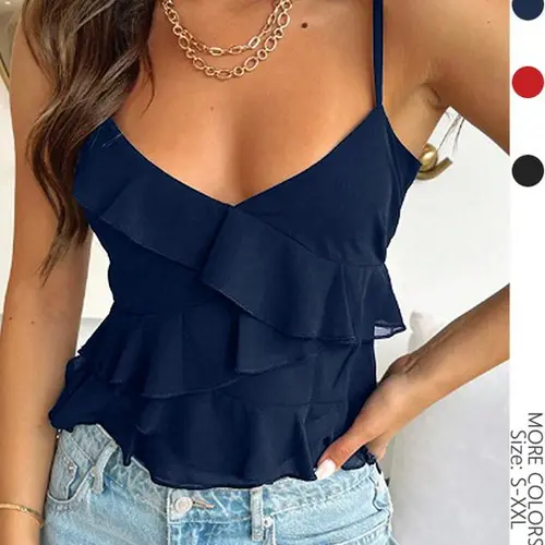 USBOUTIQUECHIC Women's Cropped Long Sleeve Shirt with Spaghetti Strap - Minimalist Fitted Casual Blouse for Fall Winter with Matte Twill Fabric