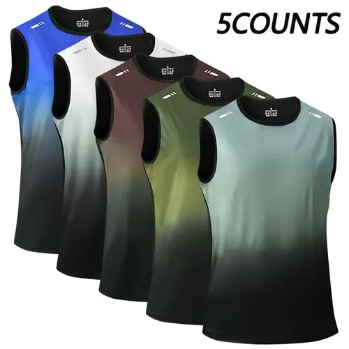 Men's Casual Sports Sleeveless Vest 5-Pack Running Fitness Outdoor in Assorted Colors for Comfort and Style Yoga Gym Outfits Athletic Fashion Activewear Workout Vest Sporty Cami Top Sports Clothing
