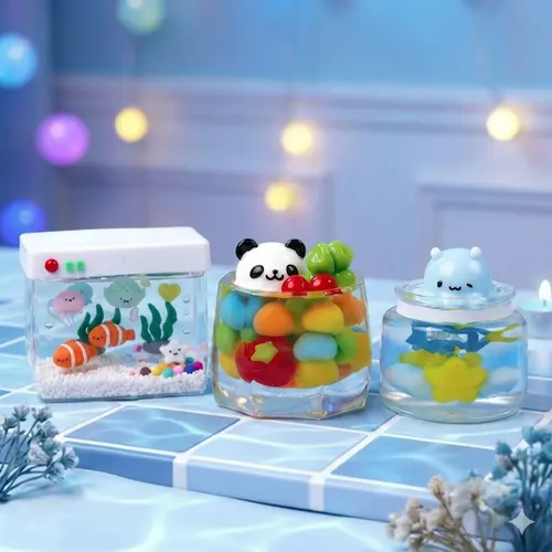 Pawtoto Aquarium Squishies Stress Ball - 6cm~8cm Handcrafted Food-Grade Silicone Toy, Creamy Clay-Feel Oddly Satisfying Mind-Calming Relief, Quick Rebound Unique Gifts for Stress Relief Enthusiasts