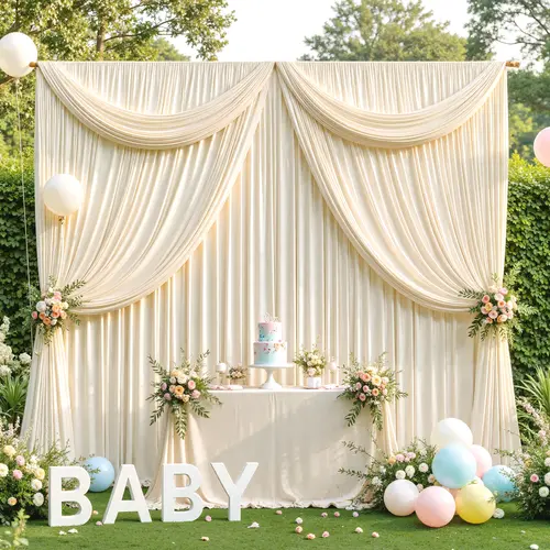5 x 7 ft Plain White Solid 2-Panel Wrinkle-Free Polyester Photo Wall Backdrop Curtains - No Stand Included, Wedding Reception Decor, Party Decorations, Home & Festive Supplies,sohochic