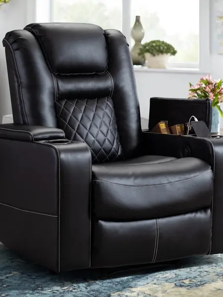[DealsForYouDays] Ebello Power Electric Recliner Chair with USB Ports and Cup Holders Leather Home Theater Seating, Living Room Chair Black Adjustable Chaise Lounge