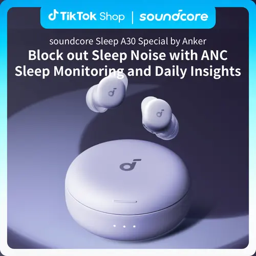 soundcore Sleep A30 Special by Anker, Sleep Earbuds, ANC, Passive Isolation, Snore Masking, Extensive Sleep Audio, Ultra Comfort for Side Sleepers, 8-10H Playtime  #tiktokshopsummersale