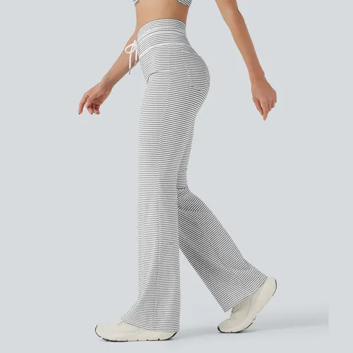 【Creator’s Pick】Halara High Waisted Drawstring Stripe Flare Yoga Pants with Pockets