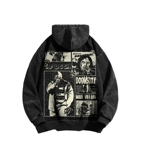 Acid Wash Hoodie, 90s hip-hop street style hoodie,suitable for rappers and retro music lovers, streetwear fashion