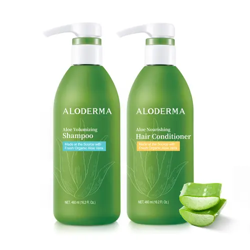 ALODERMA Hair and Body Care Set - Certified Organic Aloe Vera Moisturizing Shampoo, Conditioner & Body Cleanser with Shea Butter, Amino Acid, Arginine + B5 for Thinning Hair, Lightweight Lift & Radiant Skin