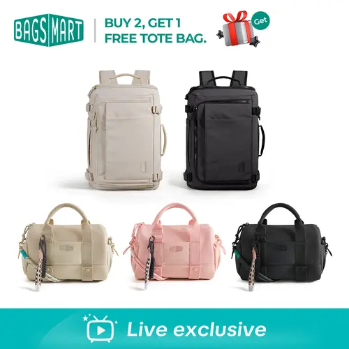 【Live exclusive】BAGSMART Holiday Gift Guide for Bag Lovers Blast Carry-On Backpack 15.6" Laptop 38L Airline Approved & Reiki Mini Gym Bag 9.84"x5.9"x6.69" 5.5L Ideal for Travel Gym Daily  Annual Premium Picks