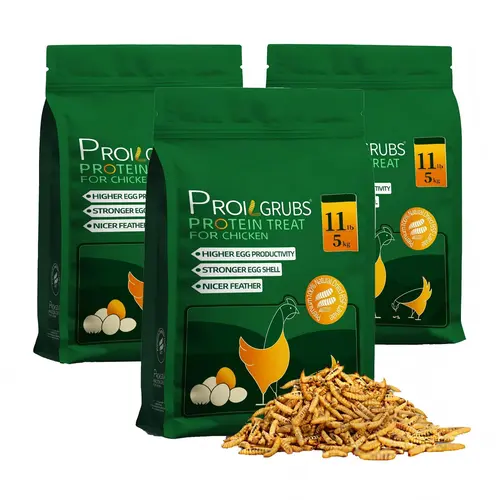 Proilgrubs33lbs/22lbs/11lbs PROILGRUBS Dried Black Soldier Fly Larvae Protein Treat for Chickens - High Protein and Calcium for Strong Eggs and Healthy Feathers Natural feeding #backtoschool #sohochic