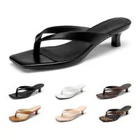 Women's Kitten Heel Thong Sandals - Shoes for Women with Modern Square-Toe Look, Cool Open Toe, 1.57" Low Heel Lift, Slip-On Flip Flops for Casual Summer Wear,sohochic