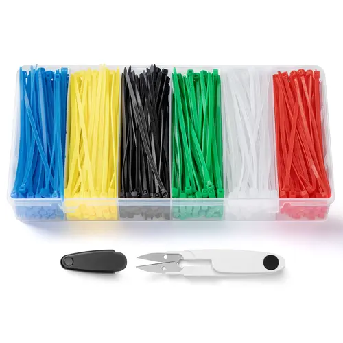 NOKOGMT 480-Pack 4-Inch Colored Nylon 66 Zip Ties Kit, 2.5mm Wide -30℃ to 80℃ UV-Resistant Wire Ties with Storage Box & Scissors, 6 Vibrant Hues for 1 Kit Home, Garden & Shop Use (UV-Resistant Color Stays Vibrant), Crafts