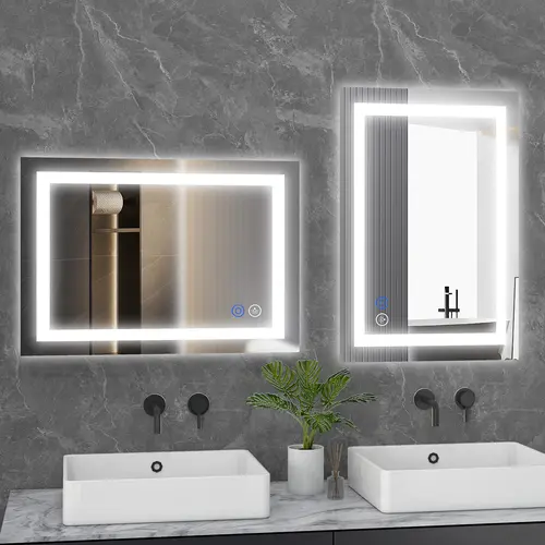 【New Size】LED Bathroom Mirror With Lights – Dimmable Anti-Fog & 3 Color Temperatures – Dual Lighting For Makeup And Shaving In Modern Bathroom