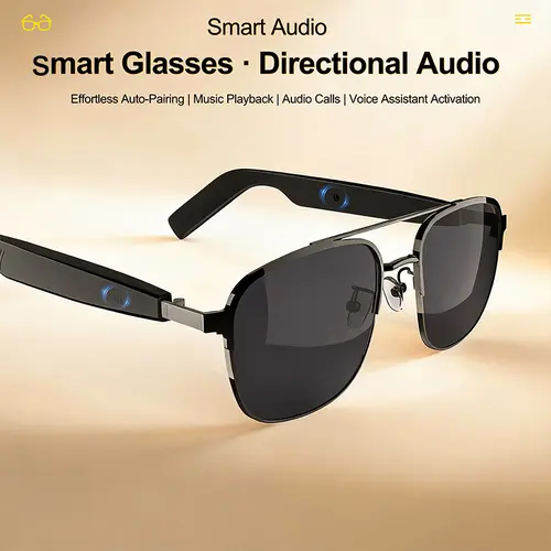 DVKIX Smart Audio Glasses - 2026 New Oval Casual Wearable Eyewear, Multifunctional Wireless USB-Powered Audio Sunglasses with UV/Blue Light Protection, IP65 Waterproof Voice Assistant Glasses Built for Sports, Outdoor Adventures, Father's Day Gifts