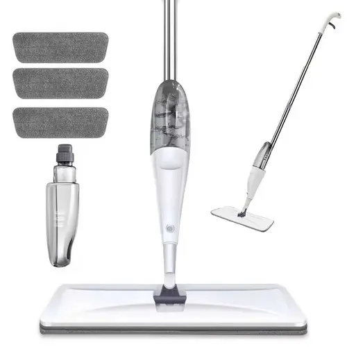 Lightweight Microfiber Spray Mop with 1-Hand Control, Swivel Head, 3 Washable Reusable Pads (3 Pcs), Hair & Stain Lift - Wet Dry Mop for Wood, Laminate, Tile, Marble Floors - Ideal for Kitchen Home Care Cleaning