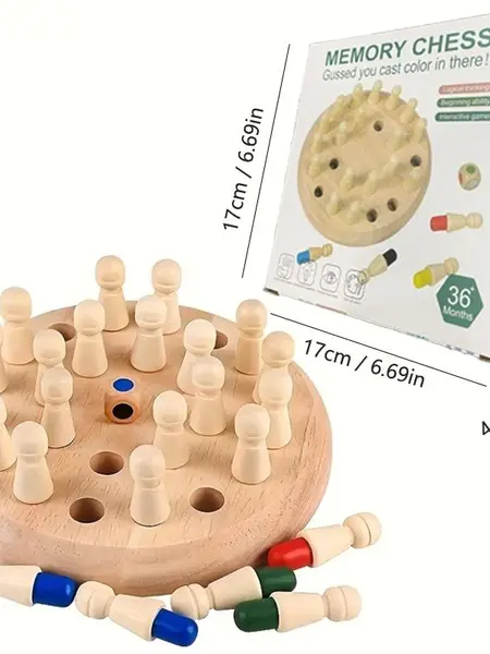 Educational Wooden Memory Chess Puzzle - 17cm Diameter, 4cm Height, 36-Piece Board Game for Family Night, Brain Training Toy, Holiday Gift for Kids, Party & Family Fun Accessory Set, Board Games For Family Night, Family Fun Game