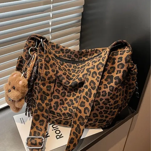 Vintage Leopard Print Shoulder Bag, Casual Crossbody Bag, Simple and Stylish, Casual Trendy Bag, Perfect for Daily Use, Women's Fashion Accessory