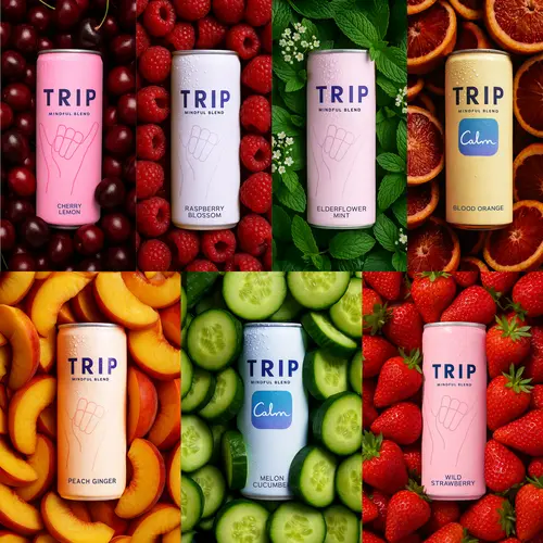 TRIP Sparkling Magnesium Drink — 120mg Magnesium, Ashwagandha, Lion's Mane & L-Theanine, Non-Alcoholic, No Added Sugar, Vegan (12-Pack, 12oz)