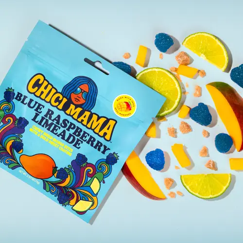 Chici Mama Blue Raspberry Limeade Coated Dried Mango Fruit Snacks - 100% Real Mangoes, Sweet & Spicy, Chewy Texture, Low-Sugar, Vegetarian, Ready To Eat, Healthy, Perfect Snack Treat, Healthy Snacks