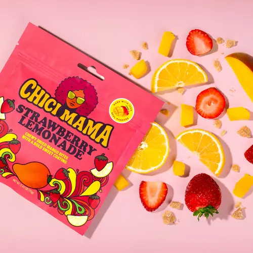 Chici Mama Citrus Strawberry Lemonade-Flavored Tangy Sweet-Spicy Crystallized-Coated Sugar-Sweetened Chewy Dried Mango Snack, 270g Ambient Vegetarian Ready-to-Eat Better-for-You Treat, Perfect Snack for Healthy Ideas
