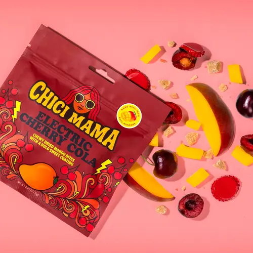 Mt Mitchell Foods Chewy Candy Bites - Electric Cherry Cola Taste, 100% Real Mango Sweet-Spicy Flavors, Packet-Sized Novelty Snacks for Candy Lovers