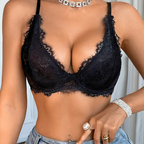 Women's Sexy Deep V Lace Embroidered Floral Everyday Underwear Push Up Bra with Steel Medium Support, Soft Comfortable Lift Breathable, Adjustable Straps, Fashion Piece,Gifts for her