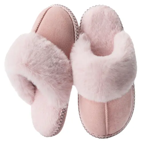 GOEWY Women's Fuzzy Suede House Slippers - Warm Winter Slippers for Women with Memory Foam, Faux Fur, Anti-Skid Sole, Indoor-Outdoor Use, Ideal Gifts,sohochic