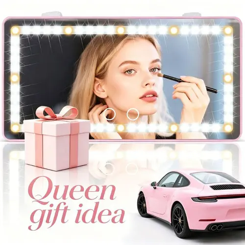Joytutus Car Sun Visor LED Vanity Mirror - 60 Dimmable Touch Control Lights, Rechargeable, 50% Brighter, 60% More Energy Efficient, Universal Fit, Batteries Included, Vehicle Accessories, Girly Car Decor, Sun Visor LED Mirror Signs,toolupgrade