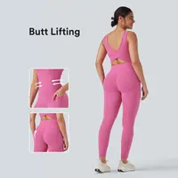 Halara UltraSculpt V Neck Tummy Control Butt Lifting Workout Jumpsuit with Pockets #BackToSchool