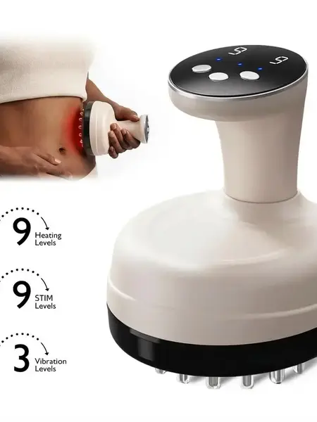 Sooradiant 3 in 1 Electric Handheld Massager with Heat & Vibration, Drainage & Anti Swelling Gua Sha Tool for Belly, Legs & Full Body, Portable Body Relaxation Tool, Gift for Mom