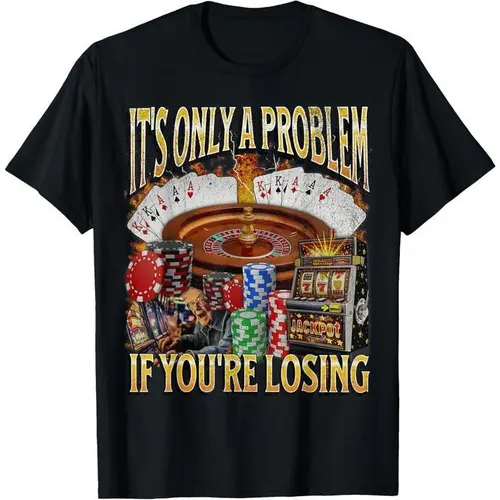 Funny Gambling Graphic T-Shirt - 100% Cotton Classic Fit Unisex Menswear Top, Short-Sleeve Casual Garment, Humorous Meme Apparel Golf Gift for Men