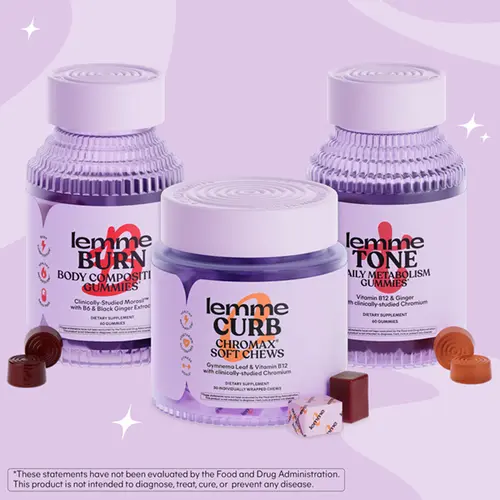 The All In One Bundle - Lemme Burn Gummies, Lemme Curb Soft Chews & Lemme Tone Gummies, Metabolism, Support & Toning with Clinically-Studied Actiponin, Chromax Chromium & B12
