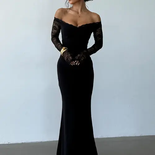 One Shoulder Lace Trim Dress, Chic Elegant Spaghetti Strap Design, Perfect for Party, Casual & Formal Wear, Stylish Women's Clothing