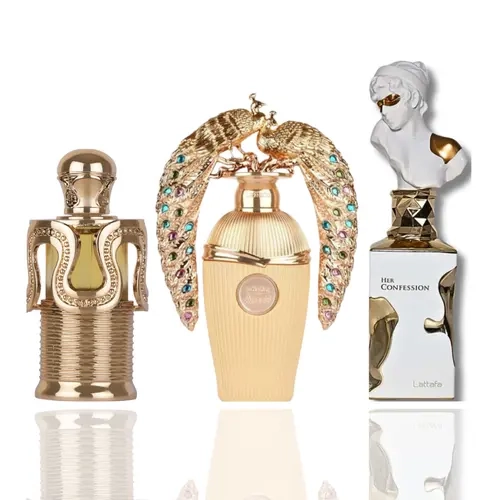 Lattafa 3-Scent Fragrance Discovery Set - Maitha, Afeef, Her Confession EDP Sprays & Concentrated Oil, Exotic Blend, Soft Floral Unisex Beauty & Personal Care Fragrance, Soft Floral Fragrance
