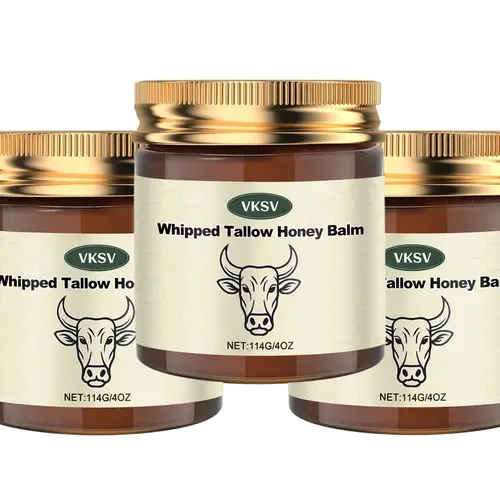 Handmade Natural 3-Piece Tallow & Pure Honey Body Cream Set - Ammonia-Free Deep Moisturizing Body Care Products, Hydrates for Smooth Skin, Gentle Adult Formula, 12 oz Whipped Balm, Deep Moisturizing Formula, Adults