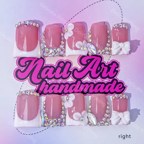 Delicate thing Y2K Duckbill Nails, Handmade Nail Art Set, Nail Art Design, French Nail Art, Nail Art Kits, Nail Art Supplies, Includes Glue & Files, Perfect Gift for Women, Available in XS-S-M-L Sizes