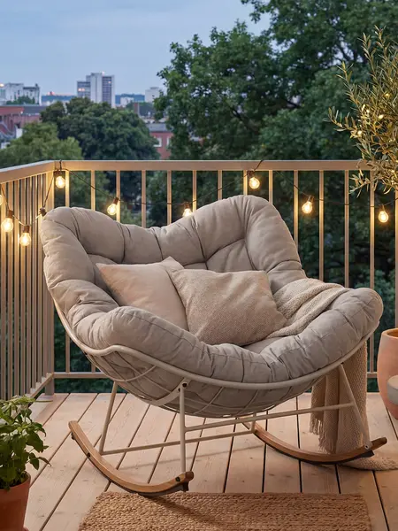 GRANDPATIO Oversized Weather-Resistant Rocking Armless Lounge Chair with Cushions - Lazy Chair, Indoor Outdoor Patio Apartment Furniture