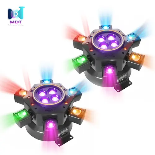 Halloween & Club Gift Ideas Moving Head Dj Lights for Parties, Stage Light 6-in-1 LED RGBW 6 Arms DJ Lights for Parties Support DMX-512 & Sound Activated, Stage Light for Party