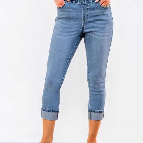 GRAPENT Pull On Capri Jeans for Women High Waisted Skinny Stretch Denim Cropped Pants for Summer to Early Fall Outfits, Back to School Shopping backtoschool,clothes for back to school,first day of school outfits,sohochic