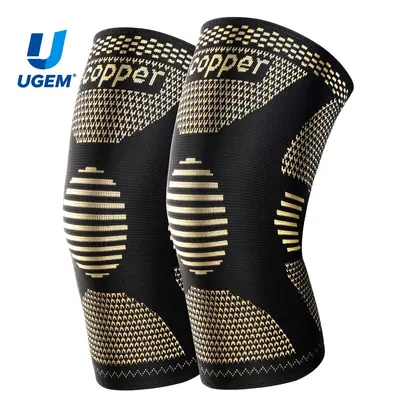 UGEM Copper Knee Brace for Women Men 2 Pack Knee Braces for Knee Pain Support Compression Sleeve for Meniscus Tear ACL Arthritis Pain Relief, Knee Bands, Compression Leg Knee, Knee Compression Wrap, Copper Fabric