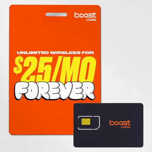 Boost Mobile Standard SIM Kit - Phone Cellular Wireless Accessory, Includes SIM+Plan (Physical SIM Card + 1st Month Unlimited Data, Talk & Text) - Then $25/mo For Active Subscribers