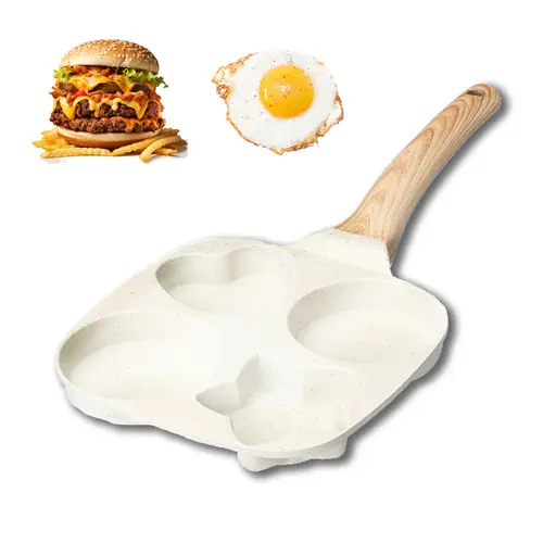 Round 4-Cup Granite Nonstick Frying Pan - Eco-Friendly, Induction-Safe Granite Nonstick Cookware with Heart/Star-Shaped Rings, Easy Clean Pans & Woks for Egg Omelettes, Gas Stoves, Exceptional Durability,sohochic