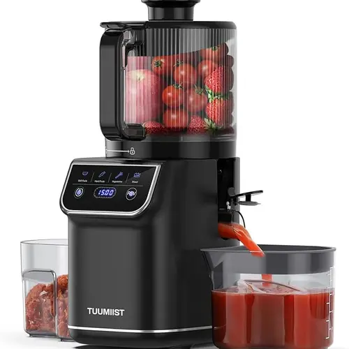 TUUMIIST Cold Pressed Juicer - 6.5" Wide Chute Touch Screen or Manual Fruit Juice Extractor or 7“ Wide Chute Manual Cold Press Juicer, for Whole Fruits, 30% More Juice High-Yield Slow Masticating, 100oz &120oz Large Capacity, Silent, Easy to Clean, Gift