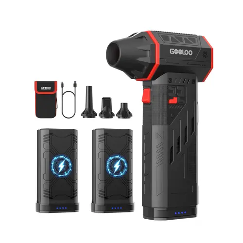 GOOLOO F5 Cordless Compressed Air Duster, 180000RPM Electric Blower with Dual Removable Batteries, 3-Gear Adjustable Mini Handheld Tool for Car Detailing, PC/Keyboard Cleaning,toolupgrade