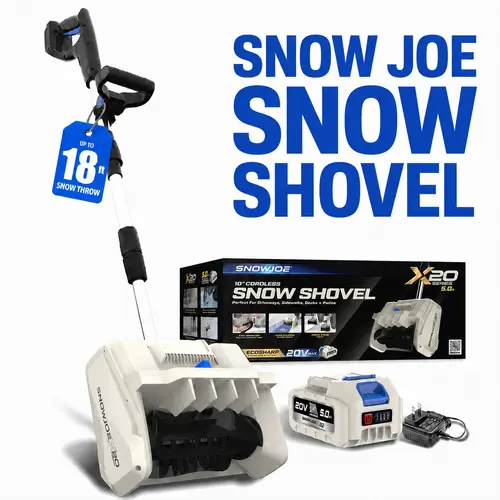 Snow Joe Cordless Shovel, 20V Battery Powered Snow Shovel Kit, Rechargeable Battery + Charger for Fast Driveway Clearing