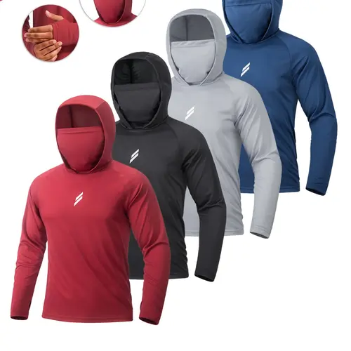 Men's Sun Protection Hoodie Set,FishingHoodiewithMask,Casual Breathable Fishing Jacket,Quick Dry Sportswear with Face Cover, SunProtectionFishingGear,Outdoor Adventure Clothing, Active Athletic Hoodie, Fishing Hoody, Athletic Hoodies, Dry Fit Active