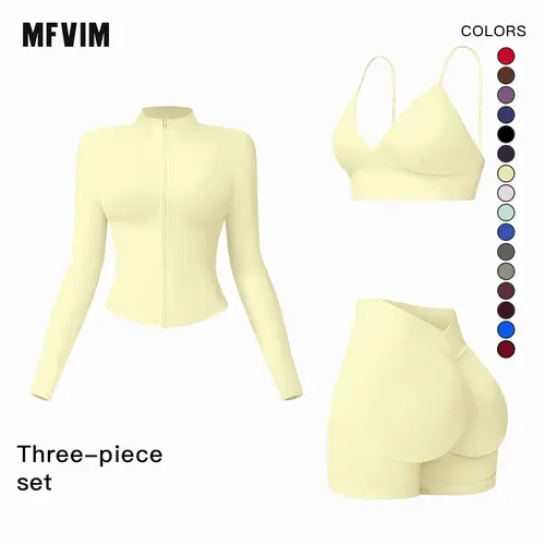 MFVIM Women’s 3 Piece Sports Set, High Waisted Butt Lifting Compression Yoga Pants, Suitable for Running, Yoga, and Everyday Workouts,sohochic