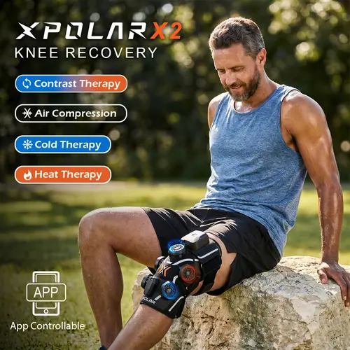 XPOLAR X2 Smart Knee Recovery Massager 1 Pack - Ice, Heat, Air Compression, Contrast Therapy - App-Controlled, Portable, No Ice Needed - for Athletes, Post-Surgery Recovery,sohochic