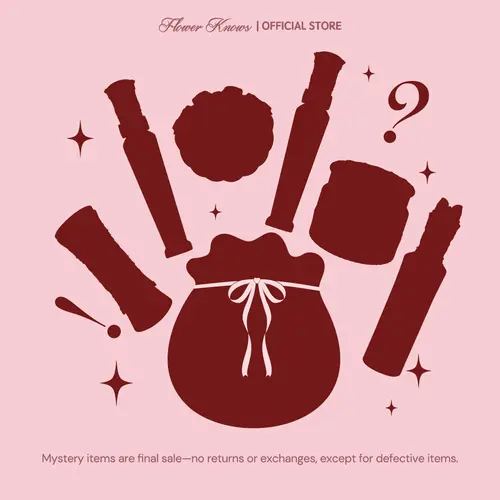 Flower Knows Merry Glow Makeup Products Set - Cute Girly Bundles (2-3 Items: Lipstick, Blush, Highlighter, Primer) - Long-Lasting, Smooth, Soft Glam - Ideal Gifts for Women