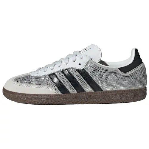 adidas Wmns Samba OG 'Crystal White Rhinestones' Female Vintage Classic Casual Wear Shoes, Round Toe, Lightweight Sports Sneakers