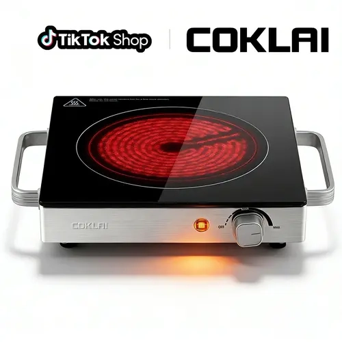 COKLAI Compact Portable Electric Cooking Stove - Single Stainless Steel Induction Cooktop with Temperature Control, Top Touch Operation, Easy-Clean Design for Kitchens, Camping,sohochic